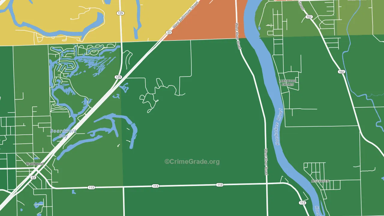 Lakewood Shores, IL Map of Drug-Related Crime Rates