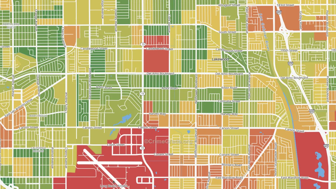 Lakewood Village, Long Beach, CA Map of Drug-Related Crime Rates