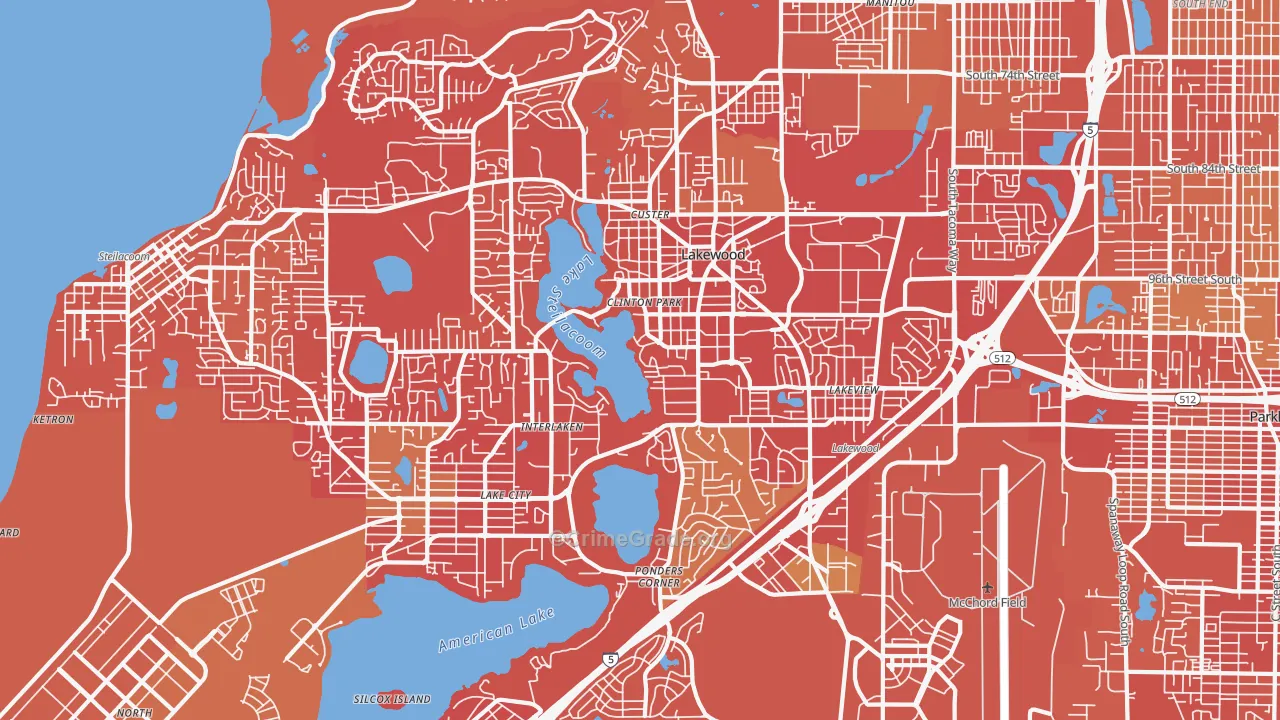 Lakewood, WA Map of Drug-Related Crime Rates