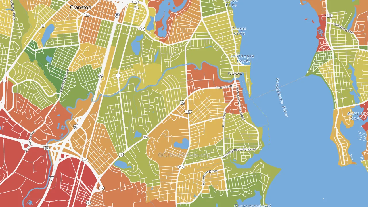 Lakewood, Warwick, RI Map of Drug-Related Crime Rates