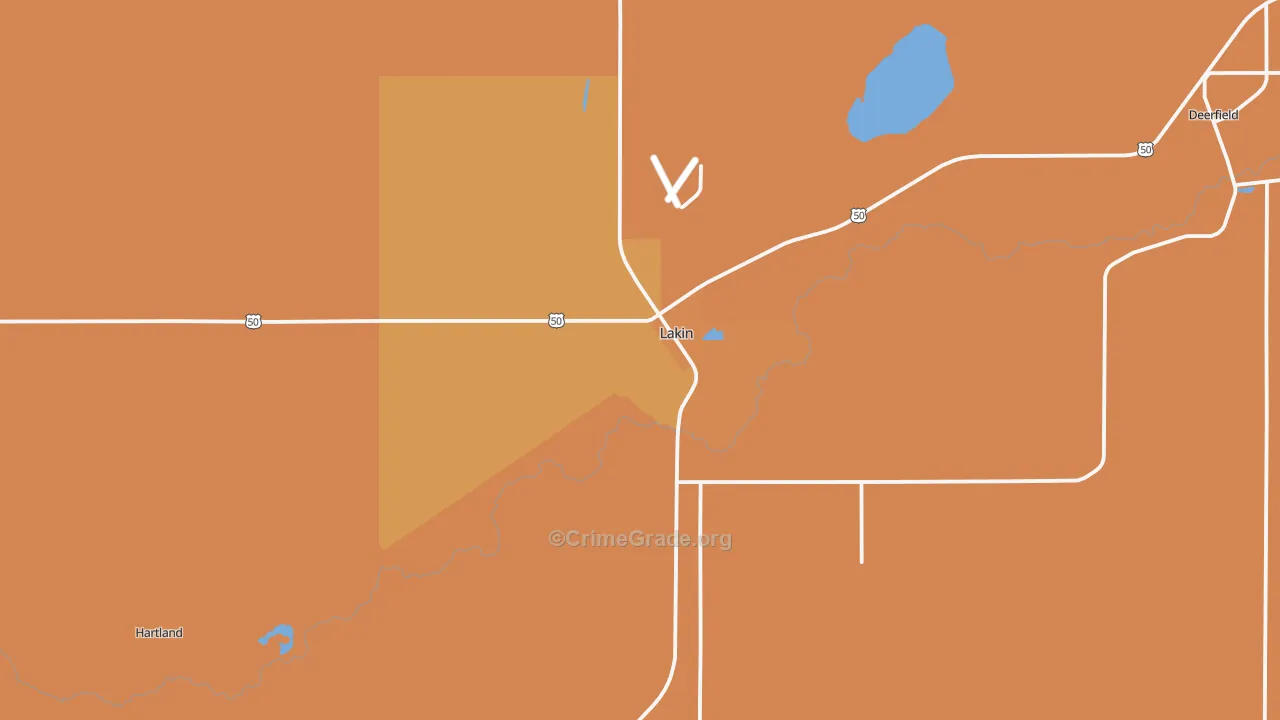 Lakin, KS Map of Drug-Related Crime Rates
