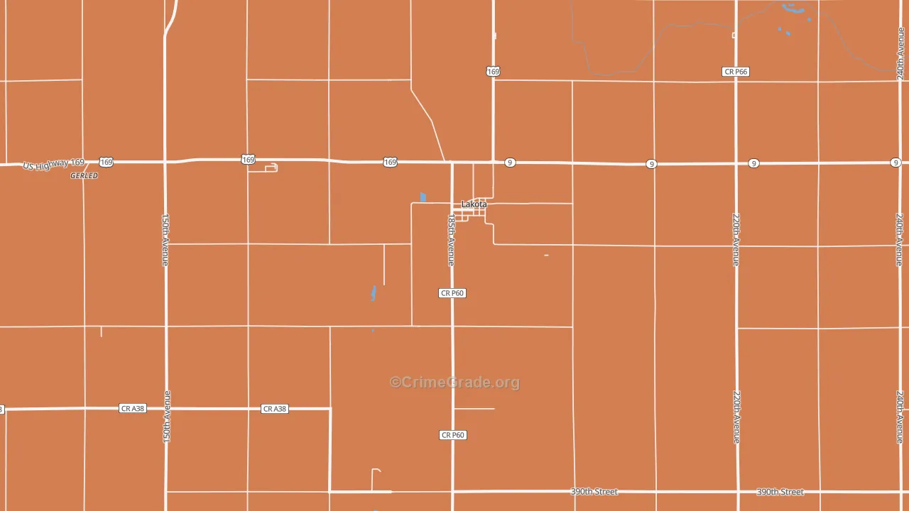 Lakota, IA Map of Drug-Related Crime Rates