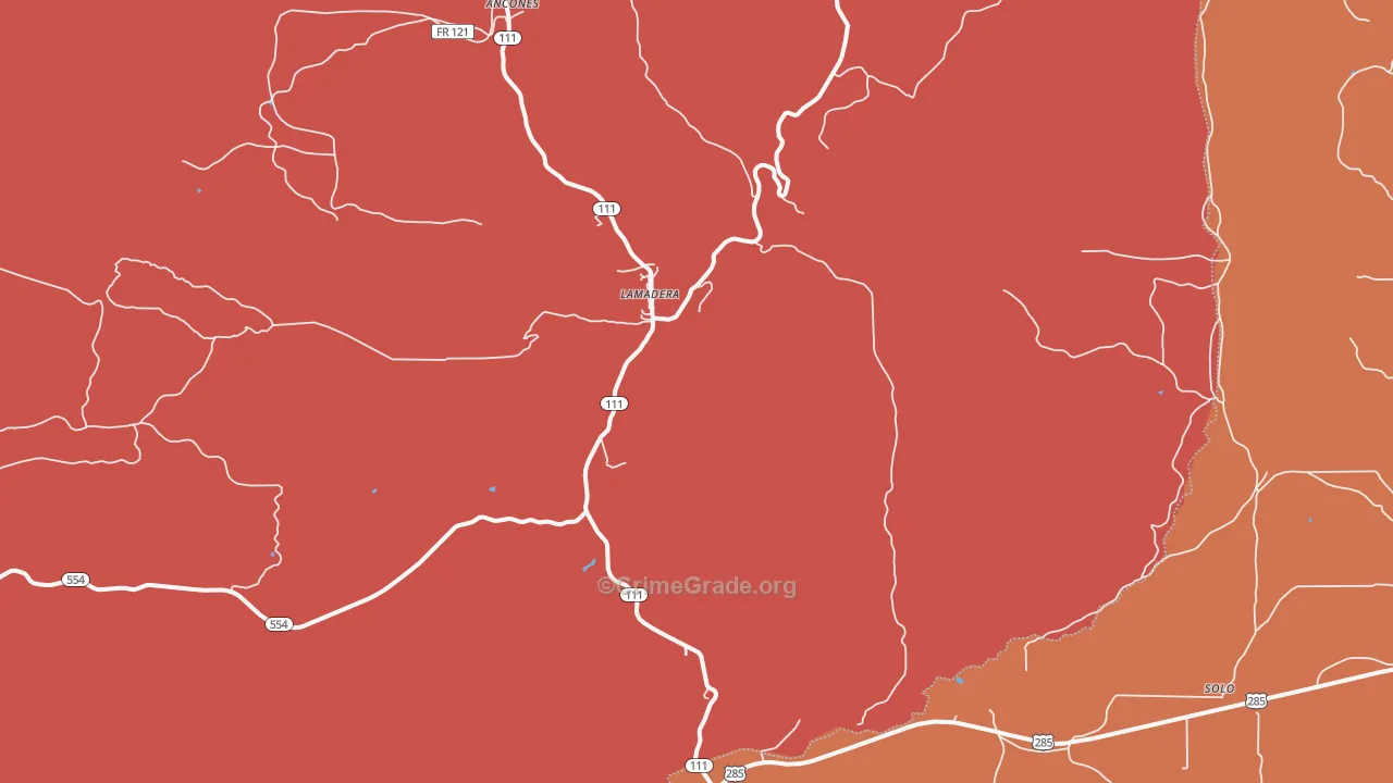 Lamadera, NM Map of Drug-Related Crime Rates