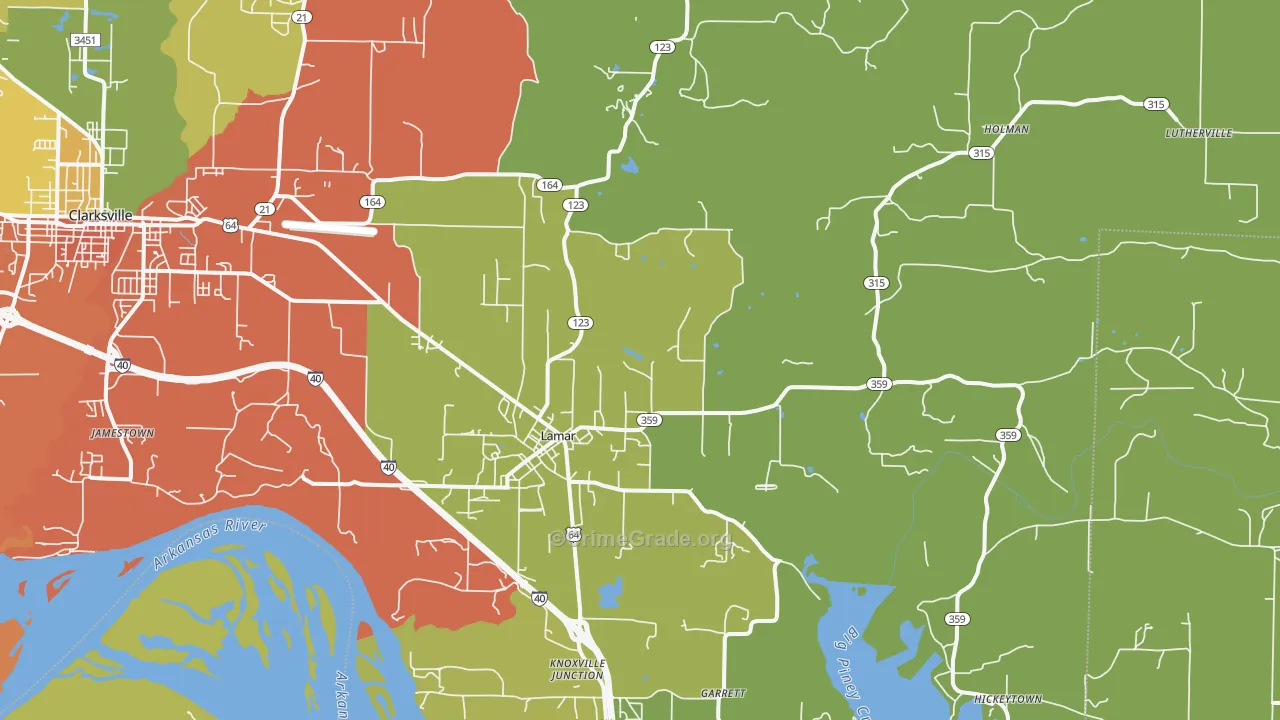 Lamar, AR Map of Drug-Related Crime Rates