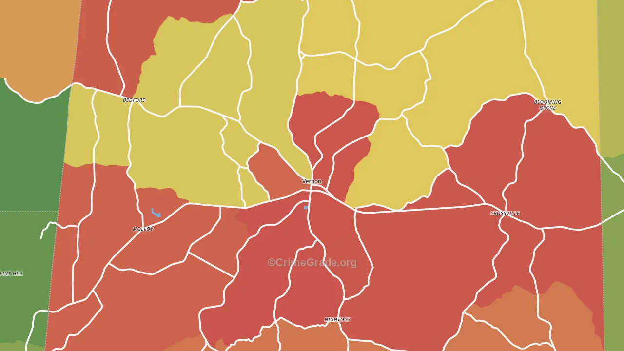 Lamar County, AL Map of Drug-Related Crime Rates