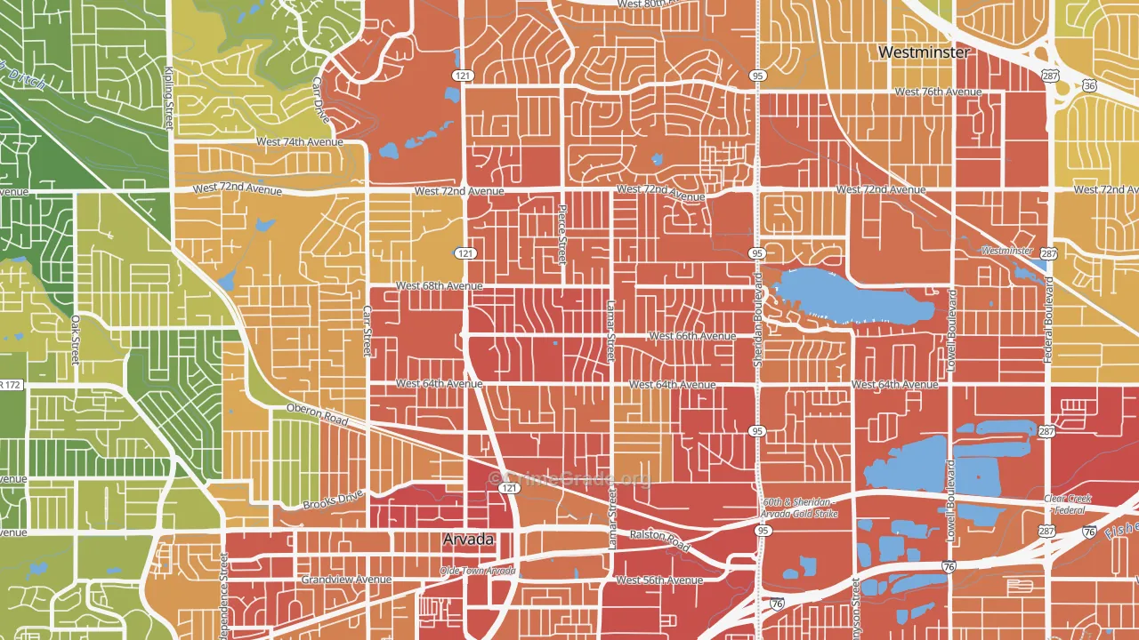 Lamar Heights Area, Arvada, CO Map of Drug-Related Crime Rates