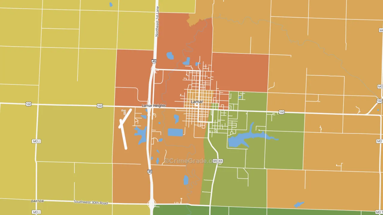 Lamar Heights, MO Map of Drug-Related Crime Rates