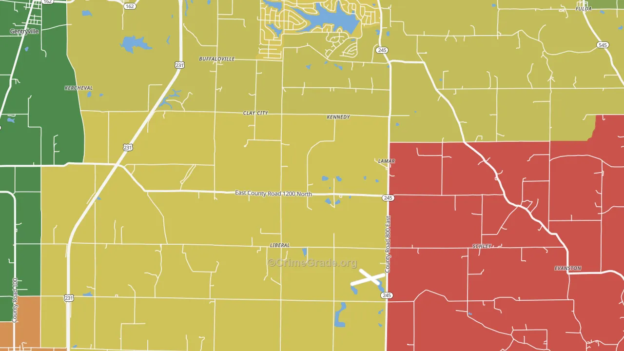 Lamar, IN Map of Drug-Related Crime Rates