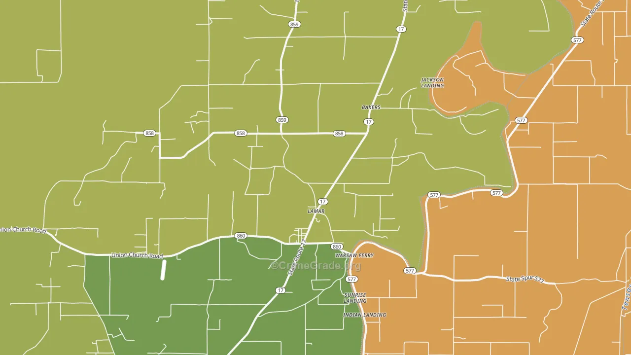 Lamar, LA Map of Drug-Related Crime Rates