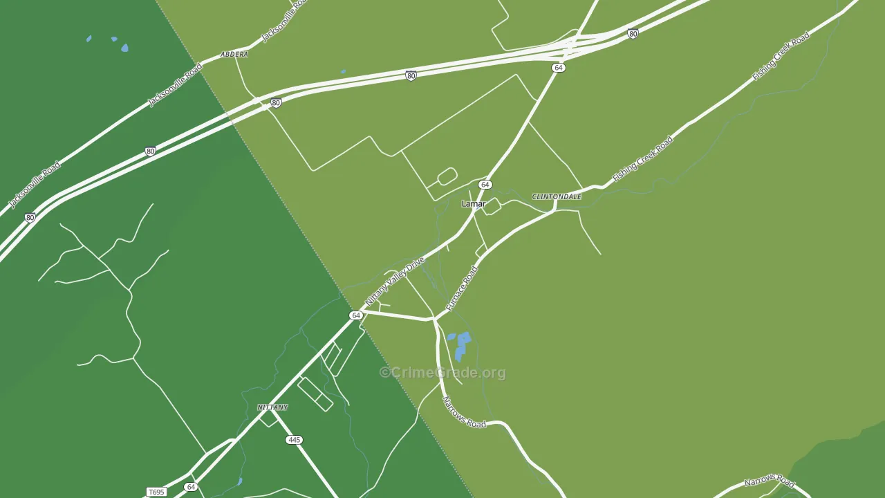 Lamar, PA Map of Drug-Related Crime Rates