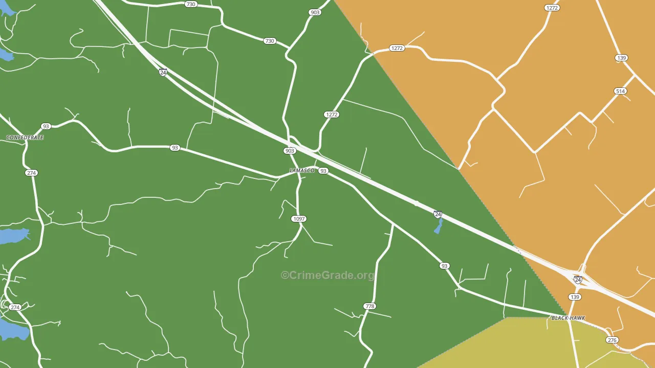 Lamasco, KY Map of Drug-Related Crime Rates