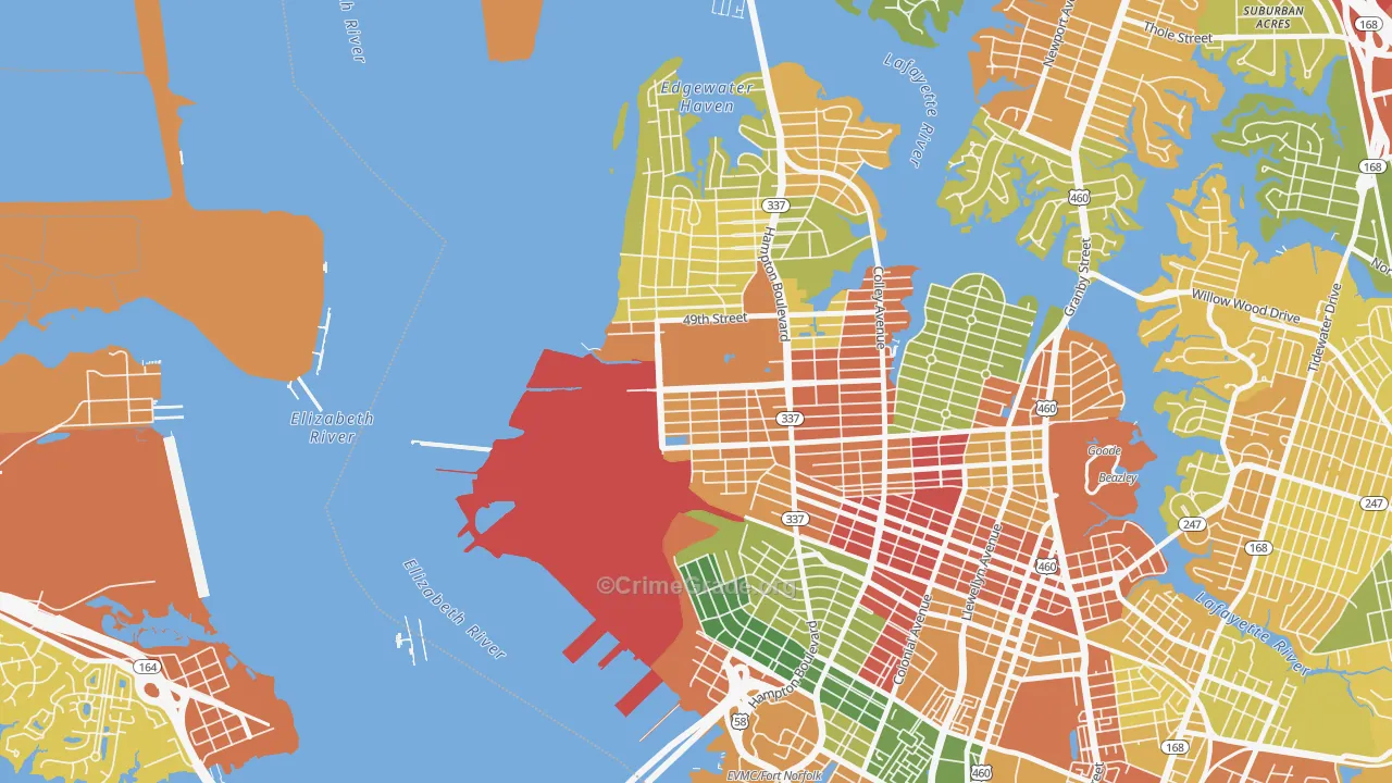 Lamberts Point, Norfolk, VA Map of Drug-Related Crime Rates