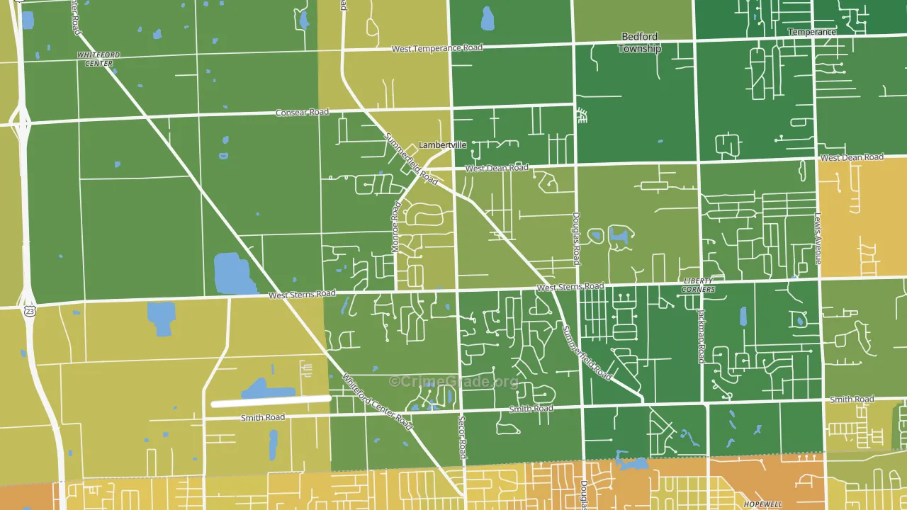 Lambertville, MI Map of Drug-Related Crime Rates