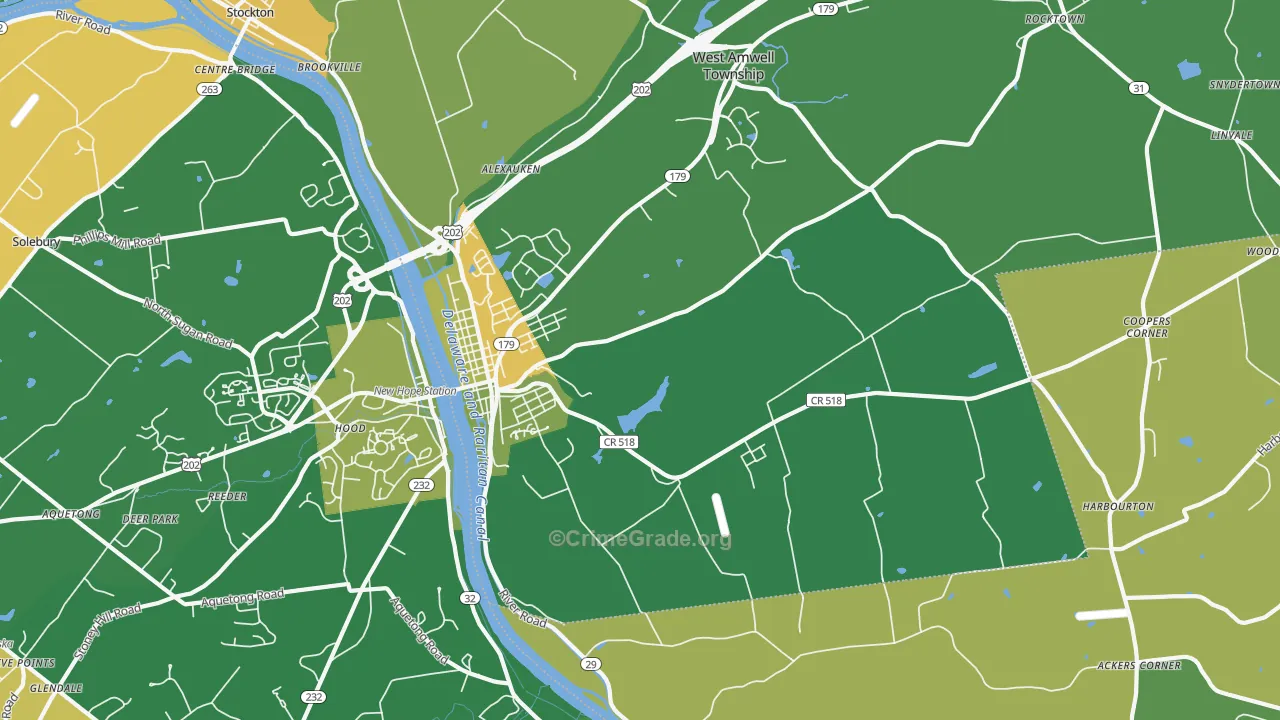 Lambertville, NJ Map of Drug-Related Crime Rates