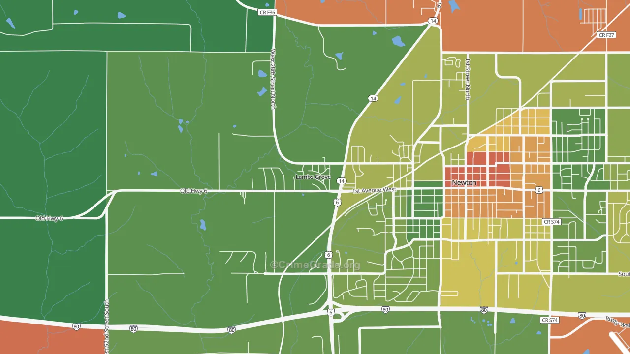 Lambs Grove, IA Map of Drug-Related Crime Rates