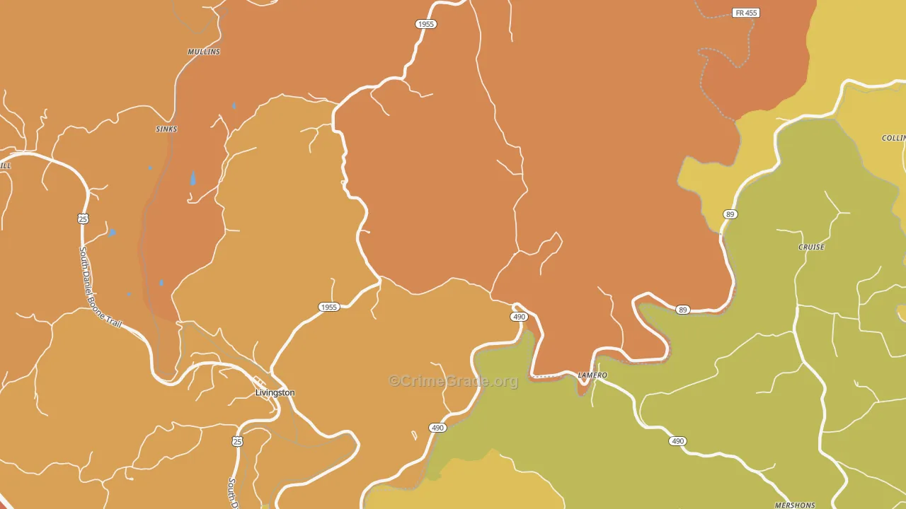 Lamero, KY Map of Drug-Related Crime Rates