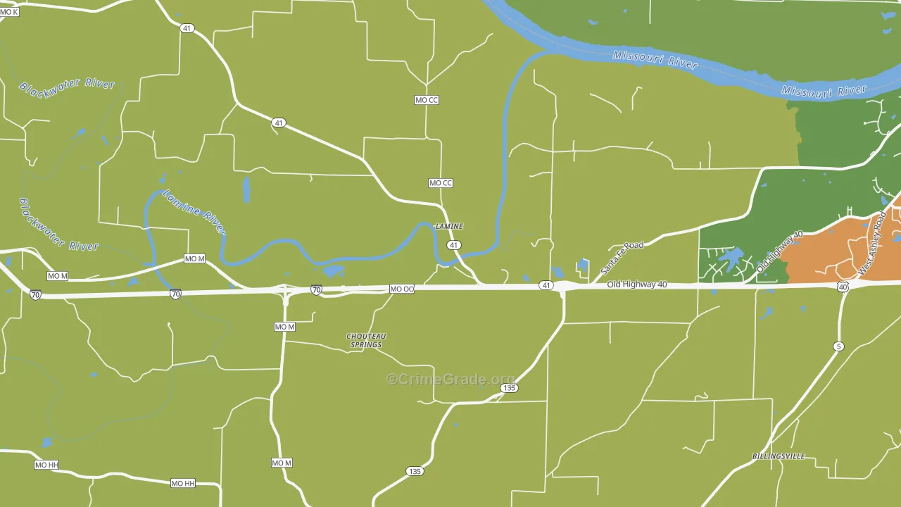Lamine, MO Map of Drug-Related Crime Rates
