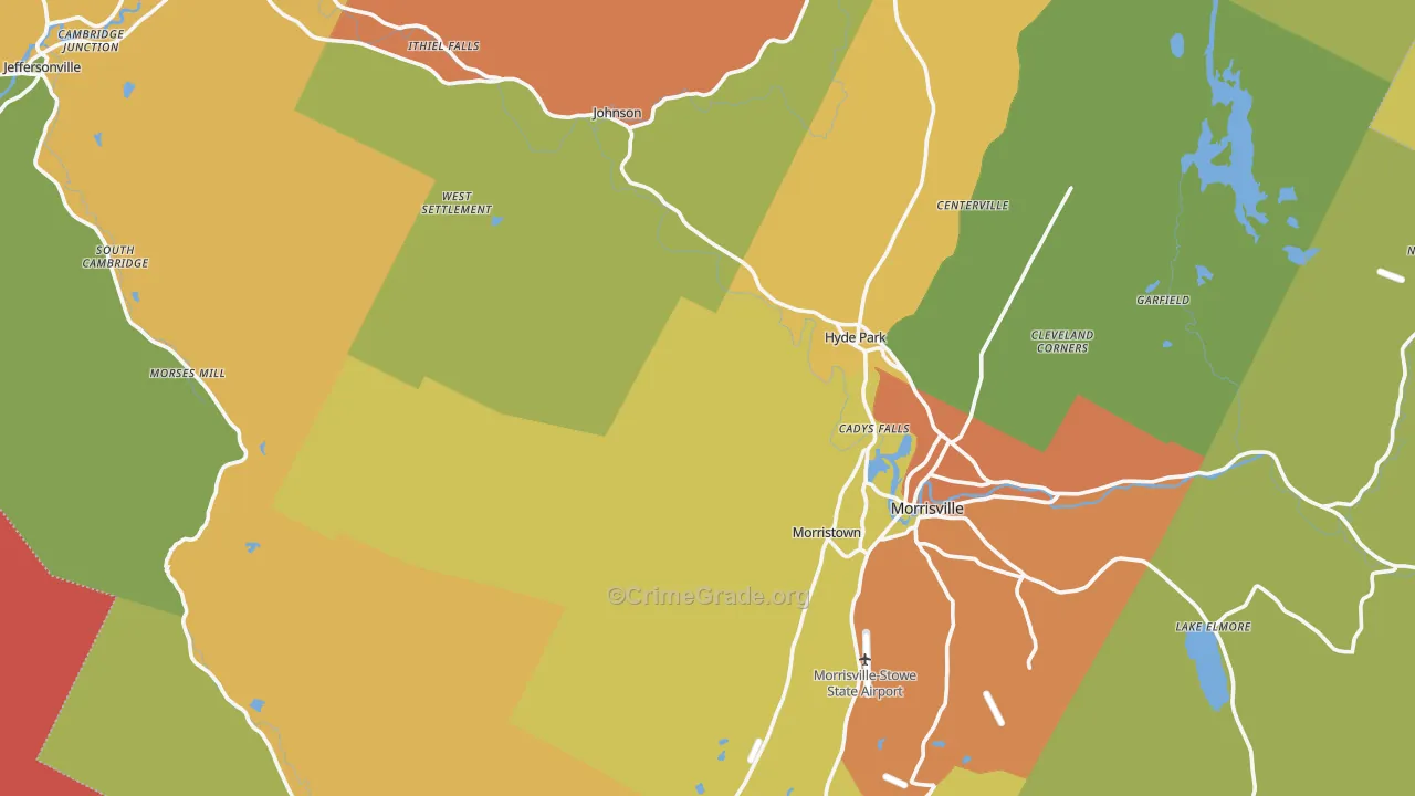 Lamoille County, VT Map of Drug-Related Crime Rates