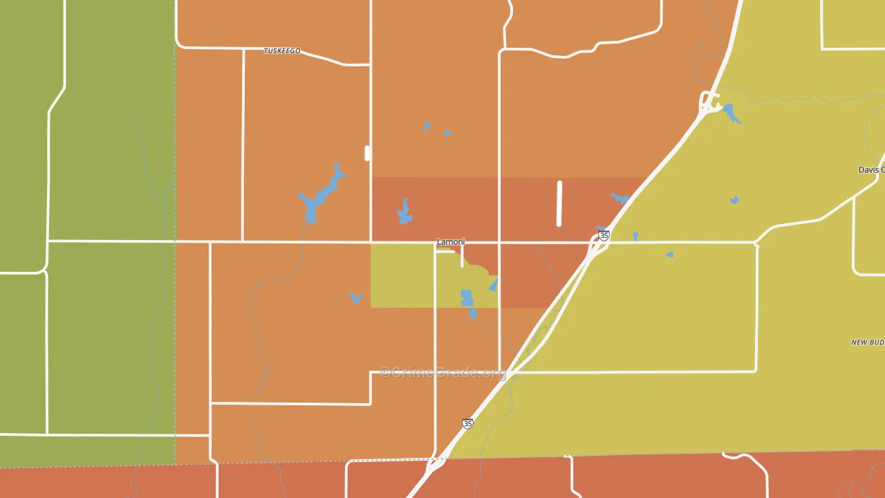 Lamoni, IA Map of Drug-Related Crime Rates