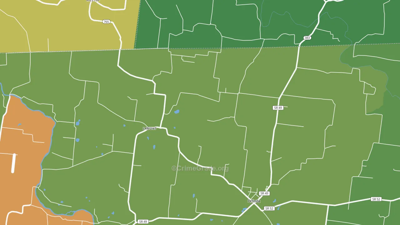 Lamont, TN Map of Drug-Related Crime Rates