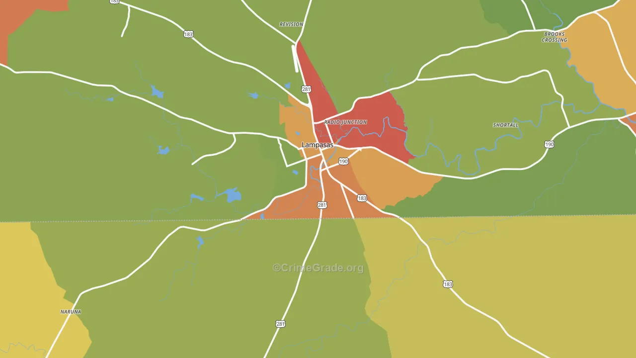 Lampasas, TX Map of Drug-Related Crime Rates