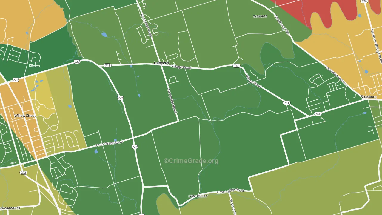 Lampeter, PA Map of Drug-Related Crime Rates