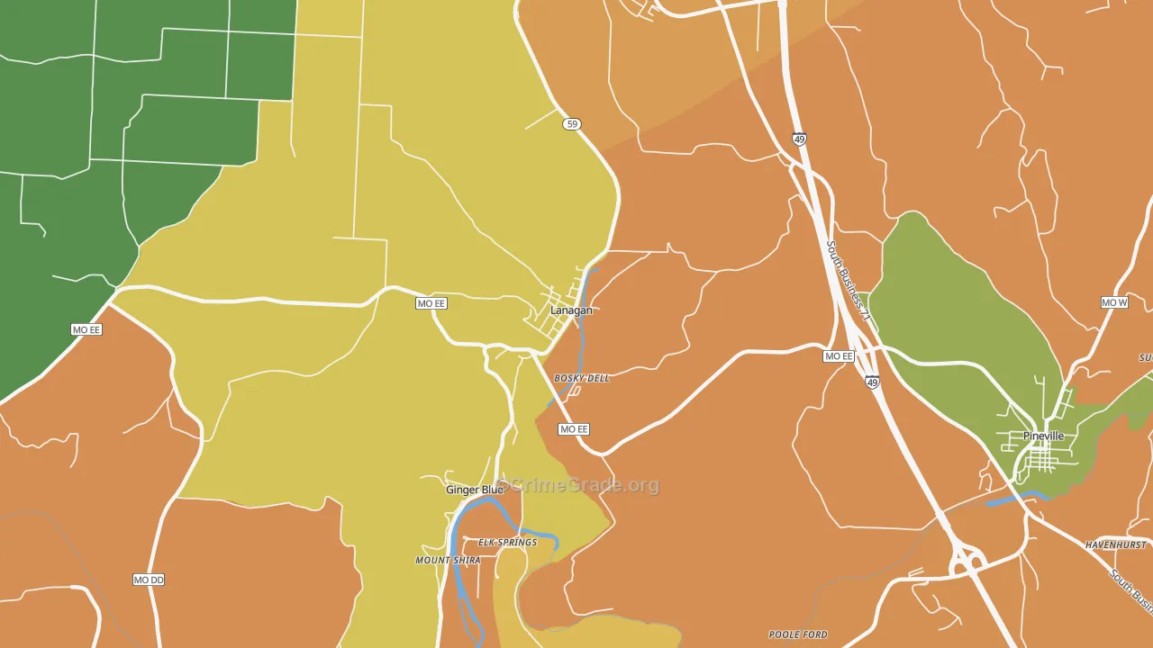 Lanagan, MO Map of Drug-Related Crime Rates