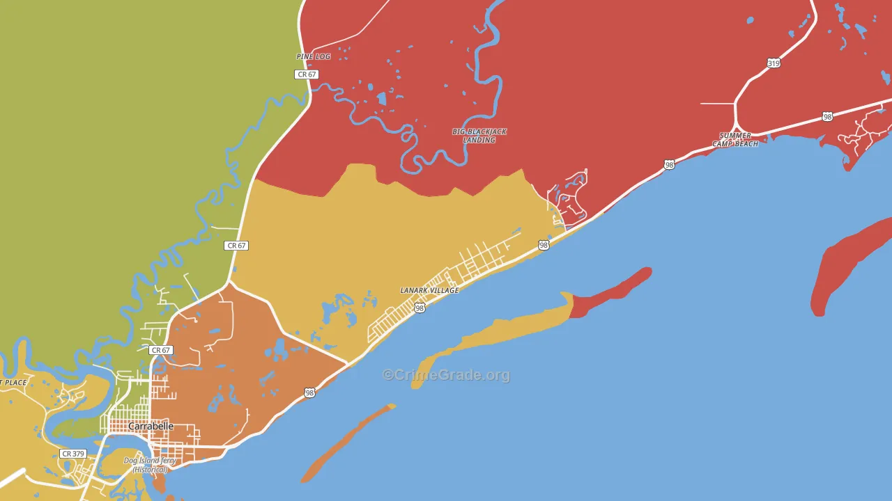 Lanark Village, FL Map of Drug-Related Crime Rates