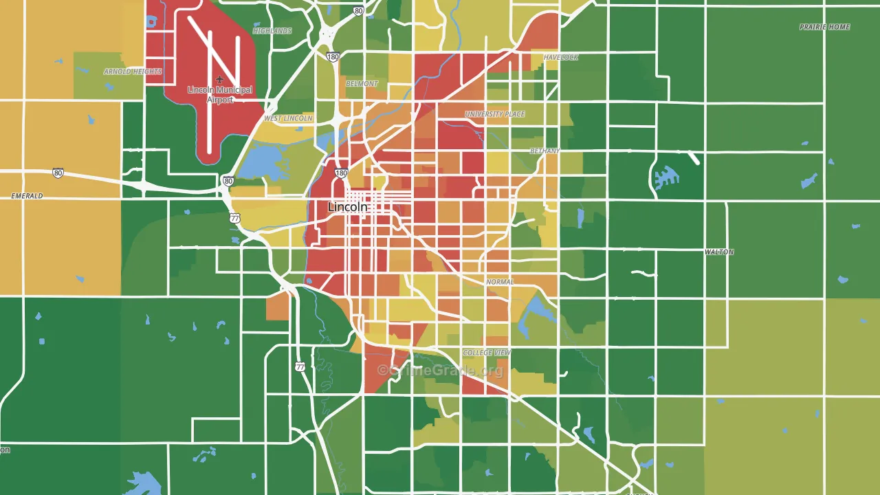 Lancaster County, NE Map of Drug-Related Crime Rates