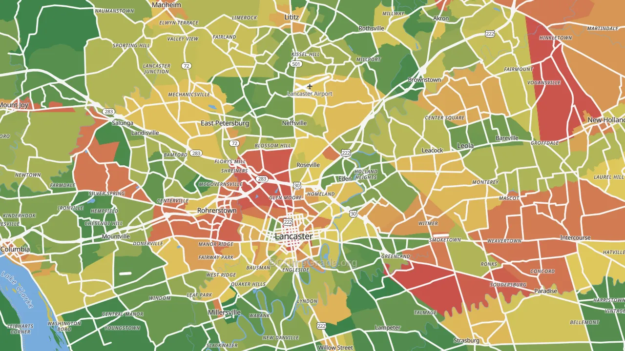 Lancaster County, PA Map of Drug-Related Crime Rates