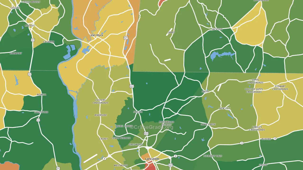 Lancaster County, SC Map of Drug-Related Crime Rates