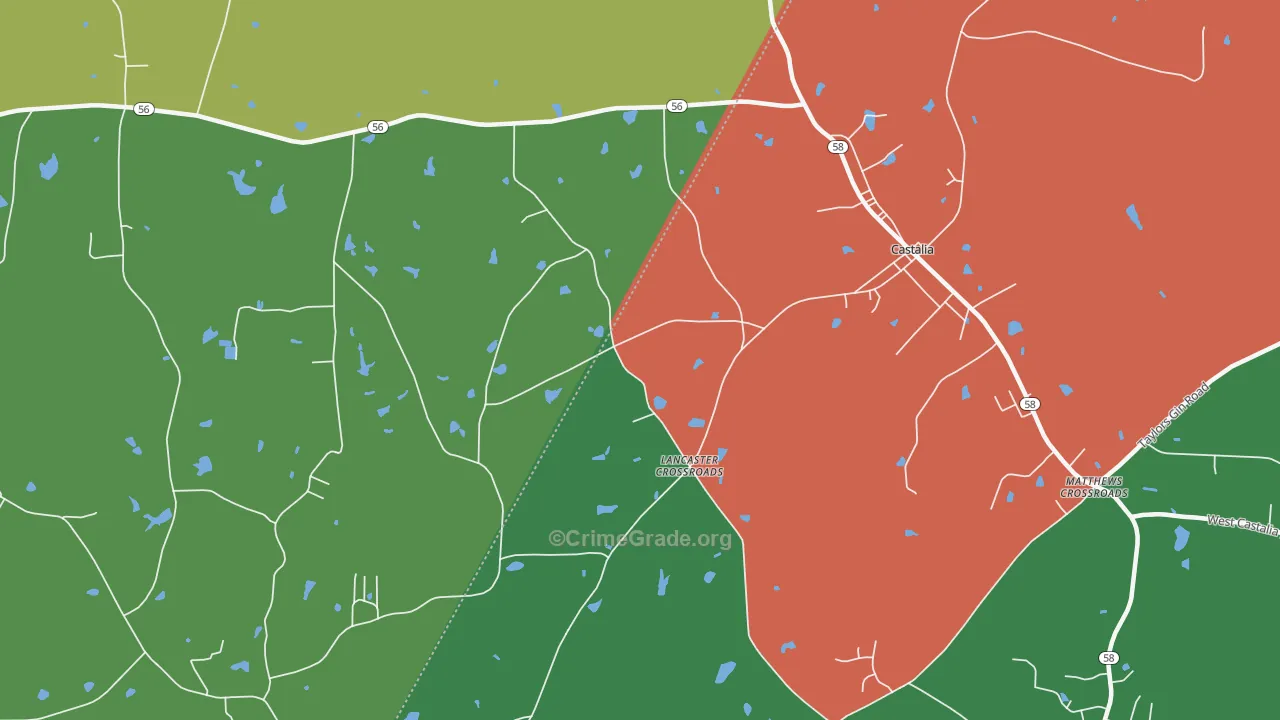 Lancaster Crossroads, NC Map of Drug-Related Crime Rates