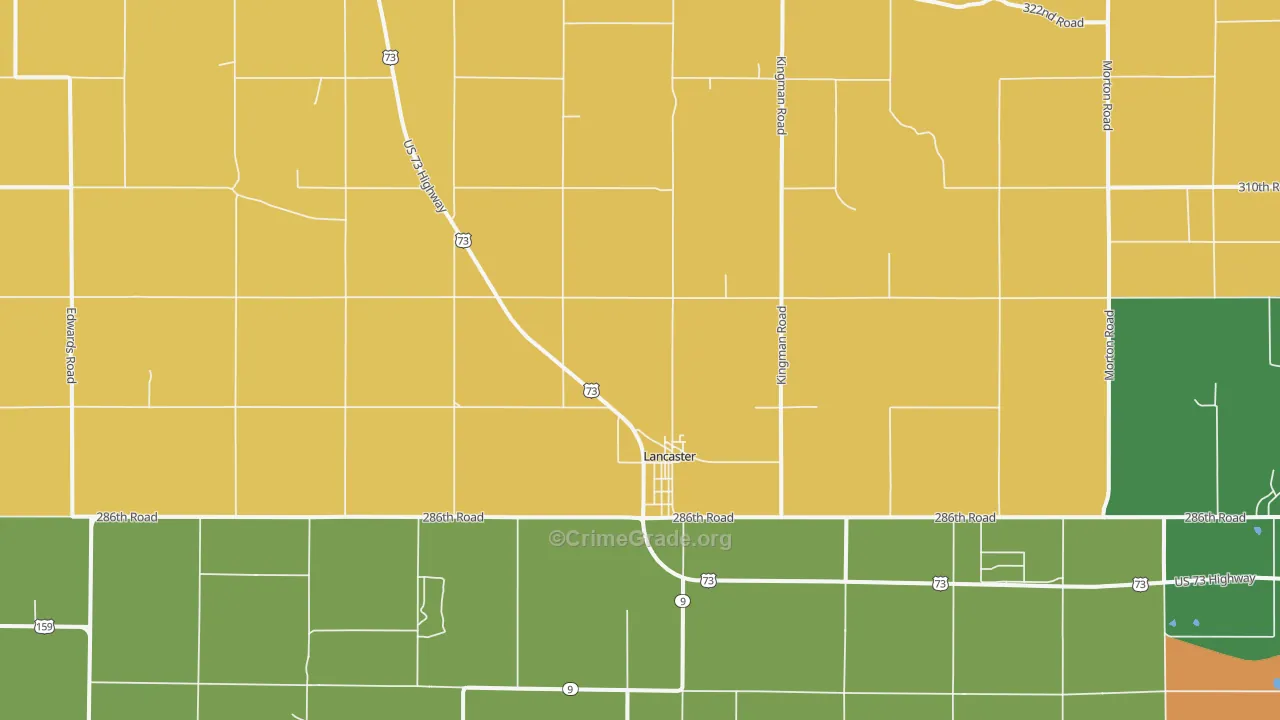 Lancaster, KS Map of Drug-Related Crime Rates