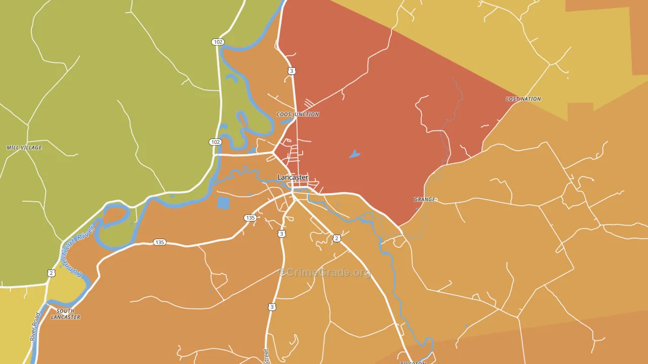 Lancaster, NH Map of Drug-Related Crime Rates
