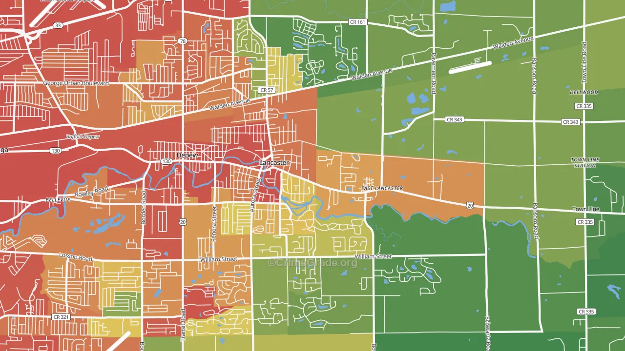 Lancaster, NY Map of Drug-Related Crime Rates
