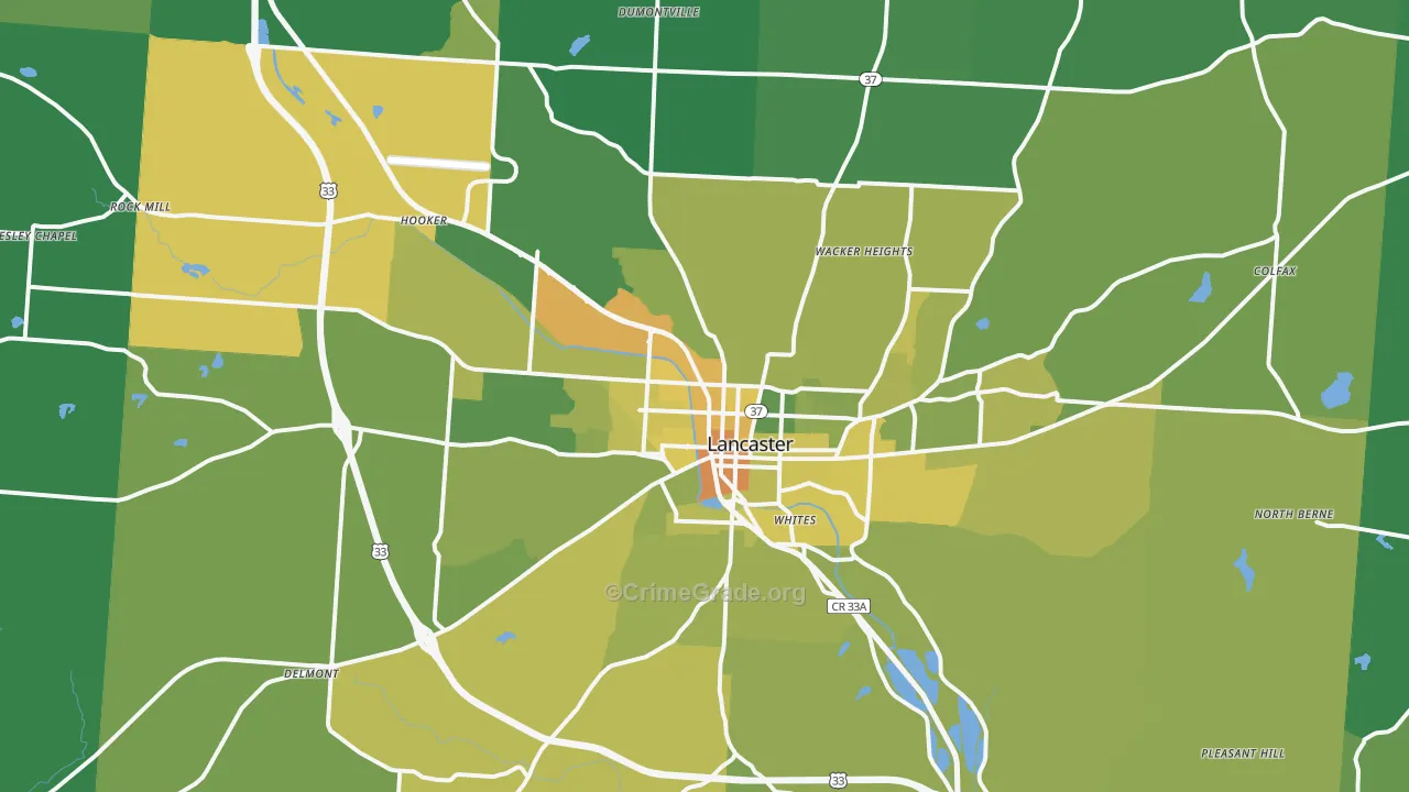 Lancaster, OH Map of Drug-Related Crime Rates