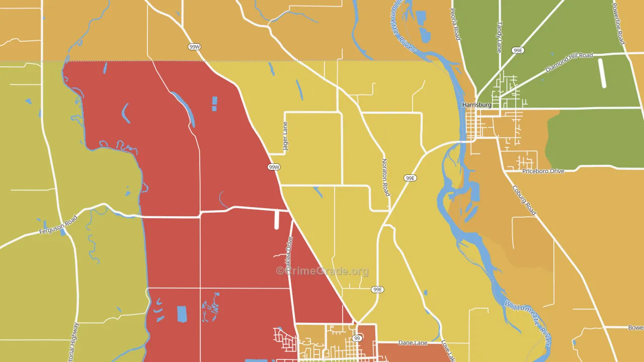 Lancaster, OR Map of Drug-Related Crime Rates