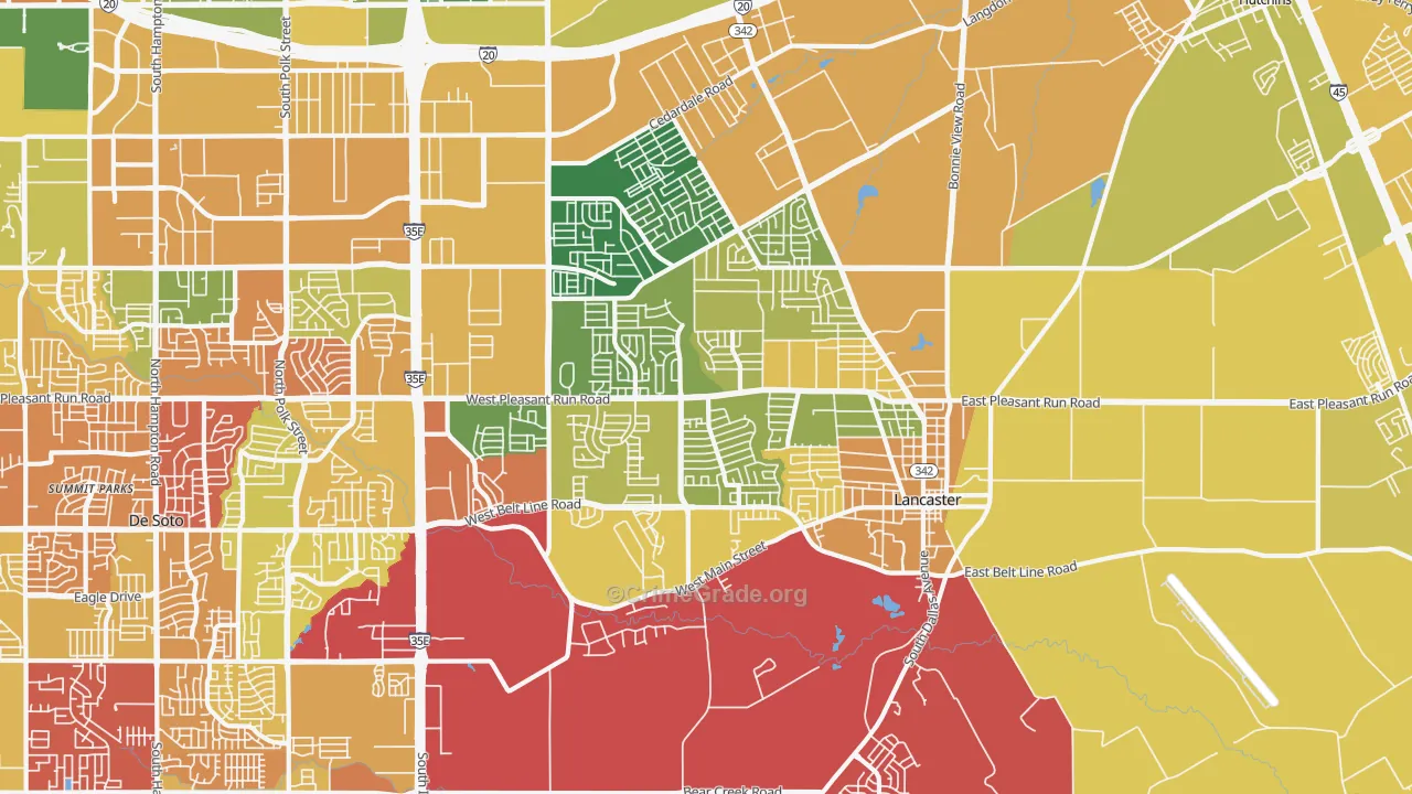 Lancaster, TX Map of Drug-Related Crime Rates