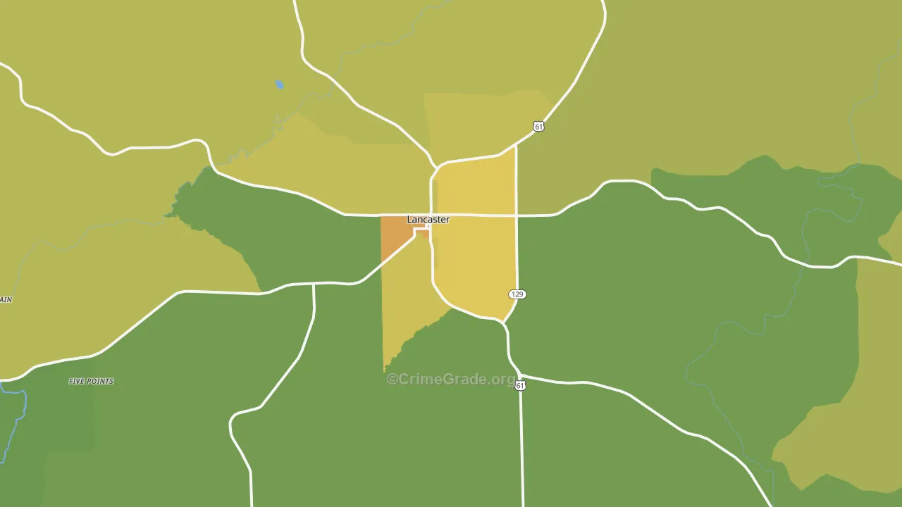 Lancaster, WI Map of Drug-Related Crime Rates