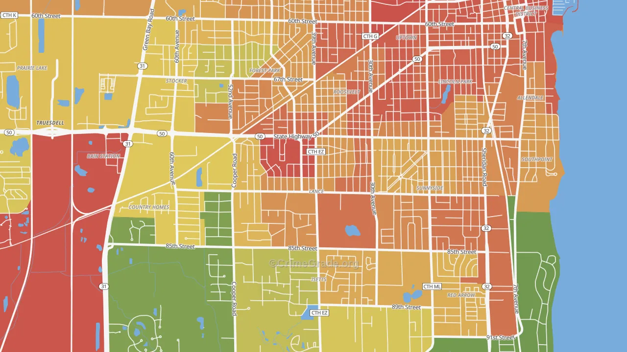 Lance, Kenosha, WI Map of Drug-Related Crime Rates