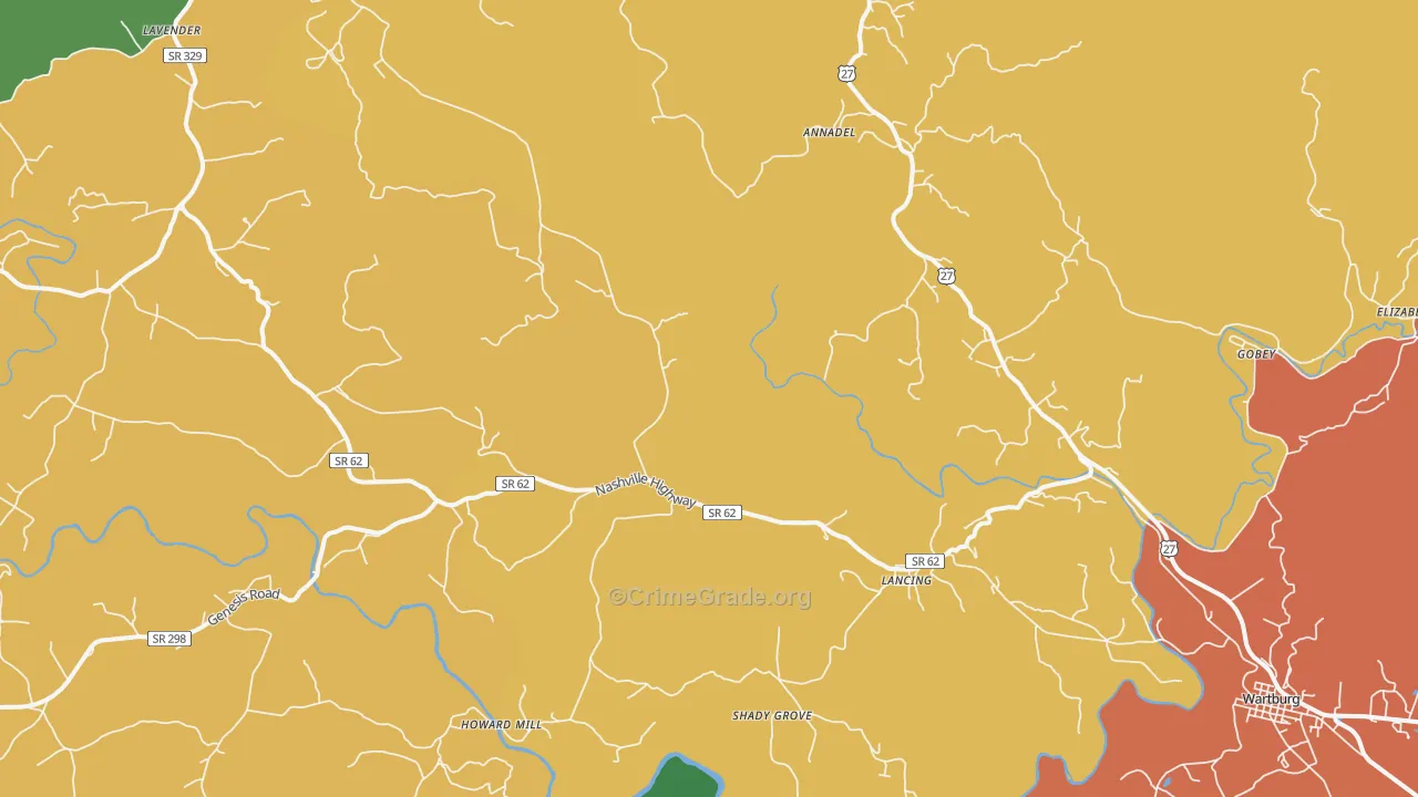 Lancing, TN Map of Drug-Related Crime Rates