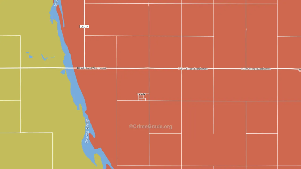Landa, ND Map of Drug-Related Crime Rates