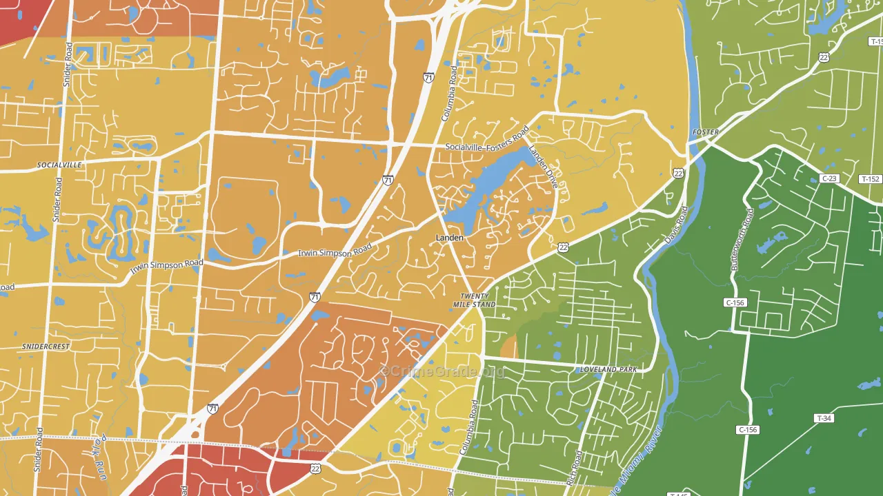 Landen, OH Map of Drug-Related Crime Rates