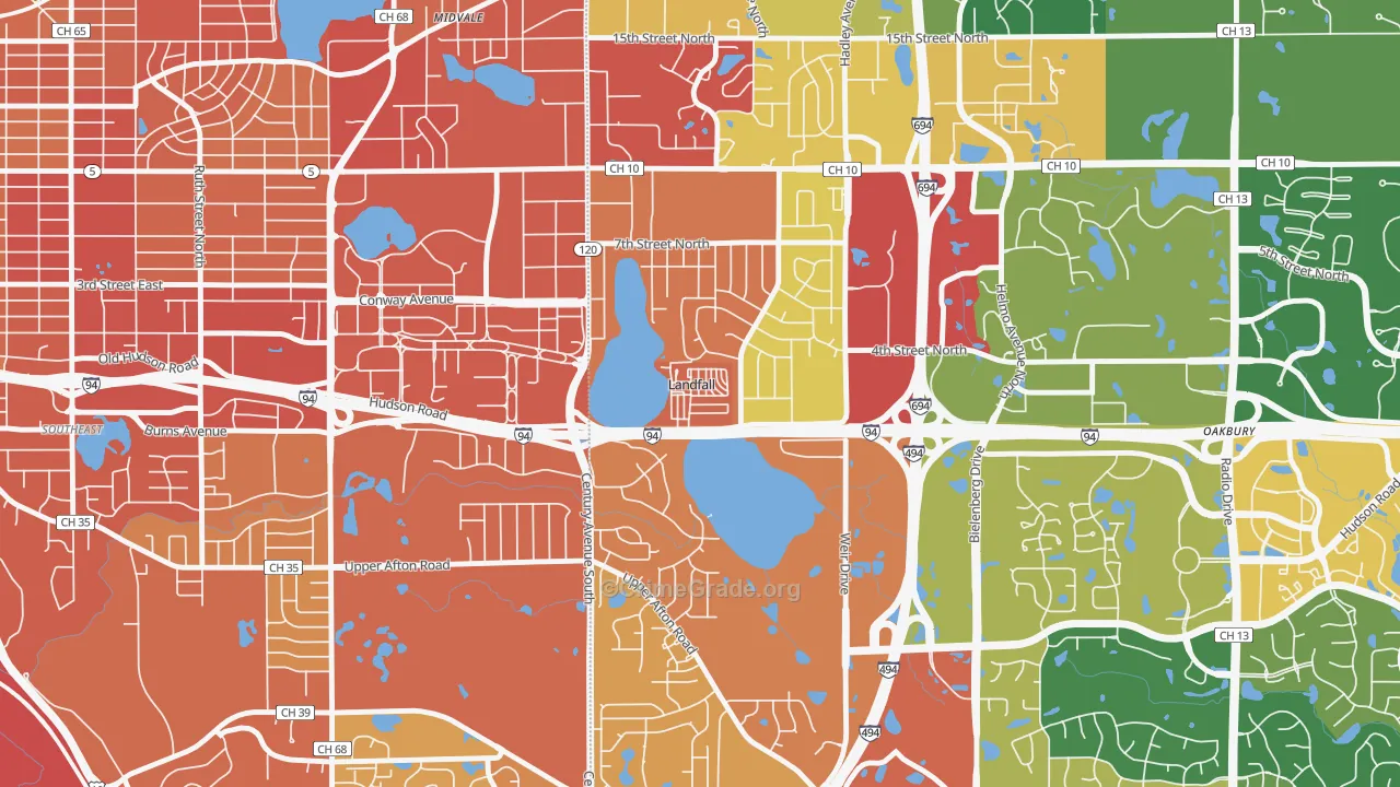 Landfall, MN Map of Drug-Related Crime Rates