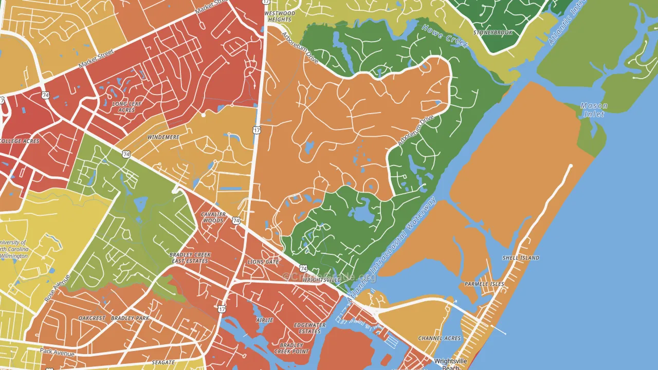 Landfall, Wilmington, NC Map of Drug-Related Crime Rates