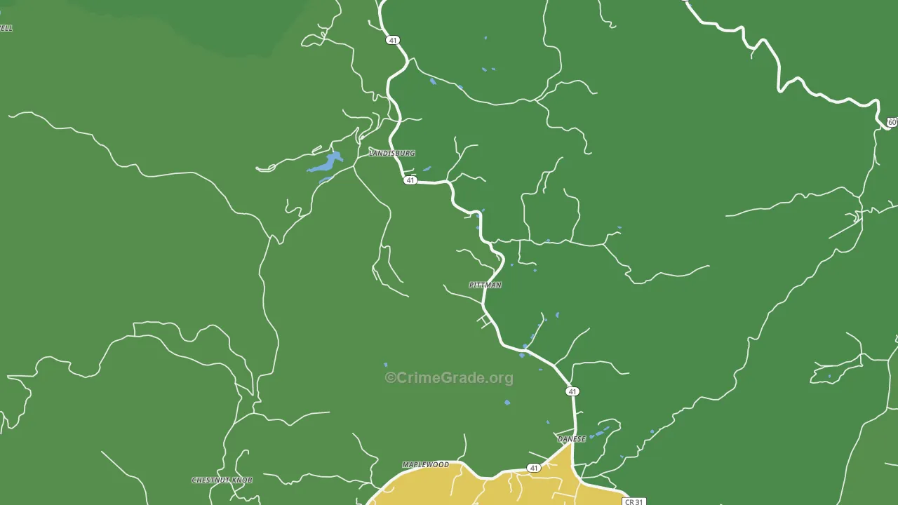 Landisburg, WV Map of Drug-Related Crime Rates