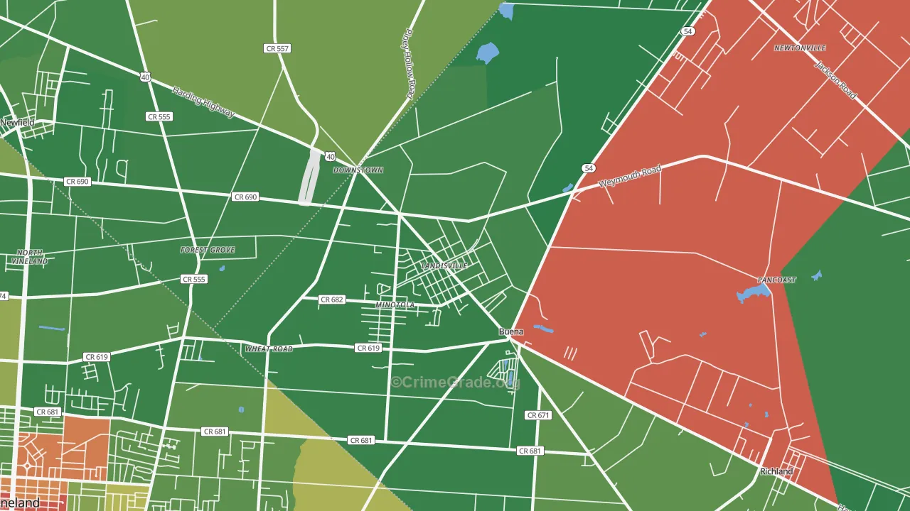 Landisville, NJ Map of Drug-Related Crime Rates