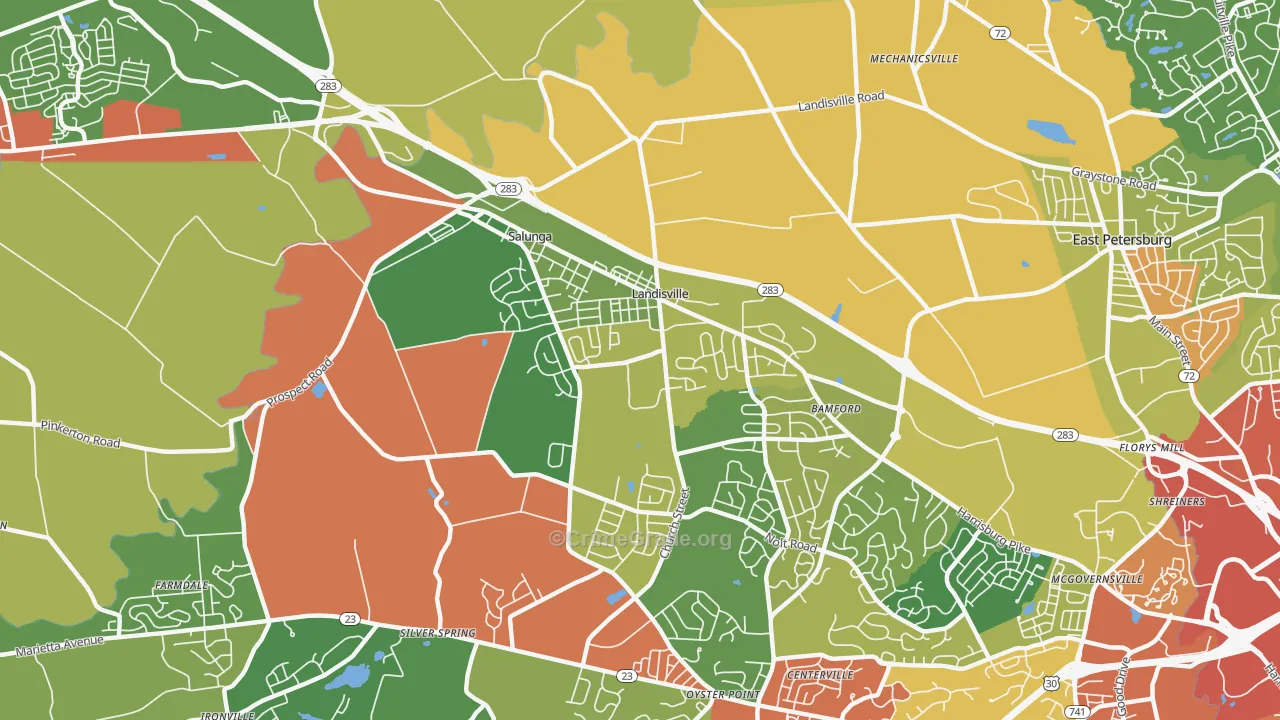 Landisville, PA Map of Drug-Related Crime Rates