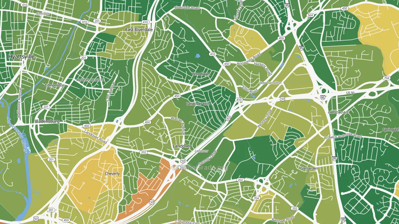 Landover Hills, MD Map of Drug-Related Crime Rates