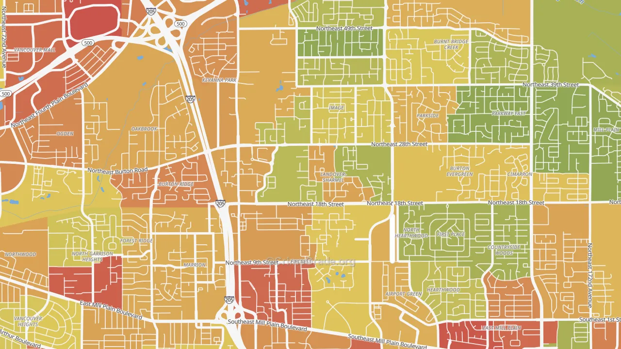 Landover-Sharmel, Vancouver, WA Map of Drug-Related Crime Rates